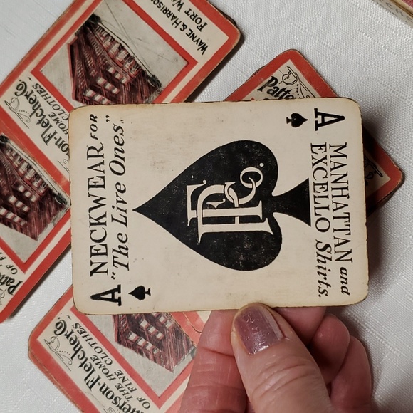 VTG Playing Cards & Box 52 + Joker Advertising Boy's Clothing & Barber Shop - Picture 2 of 11